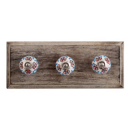 Peach Tiny Ceramic Wooden Hooks